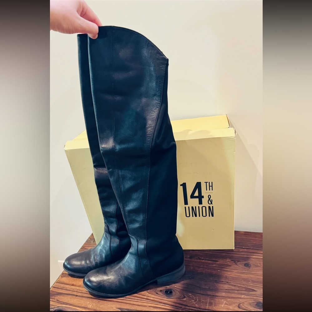 14th & Union Over the knee black boots; never been worn;stretch material